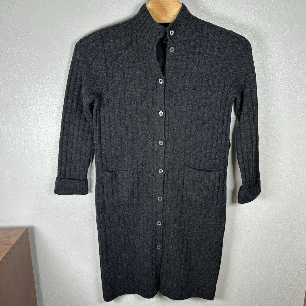 Lauren Ralph Lauren Womens‎ Large 100% Lambswool Cardigan Sweater Charcoal Gray